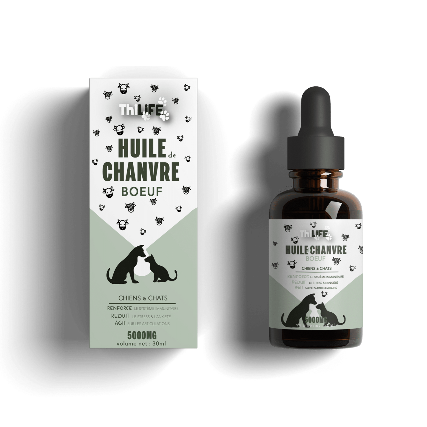 Huile de Chanvre saveur Bœuf – Santé et Équilibre pour chiens et chats (30 ml) - THILIFE