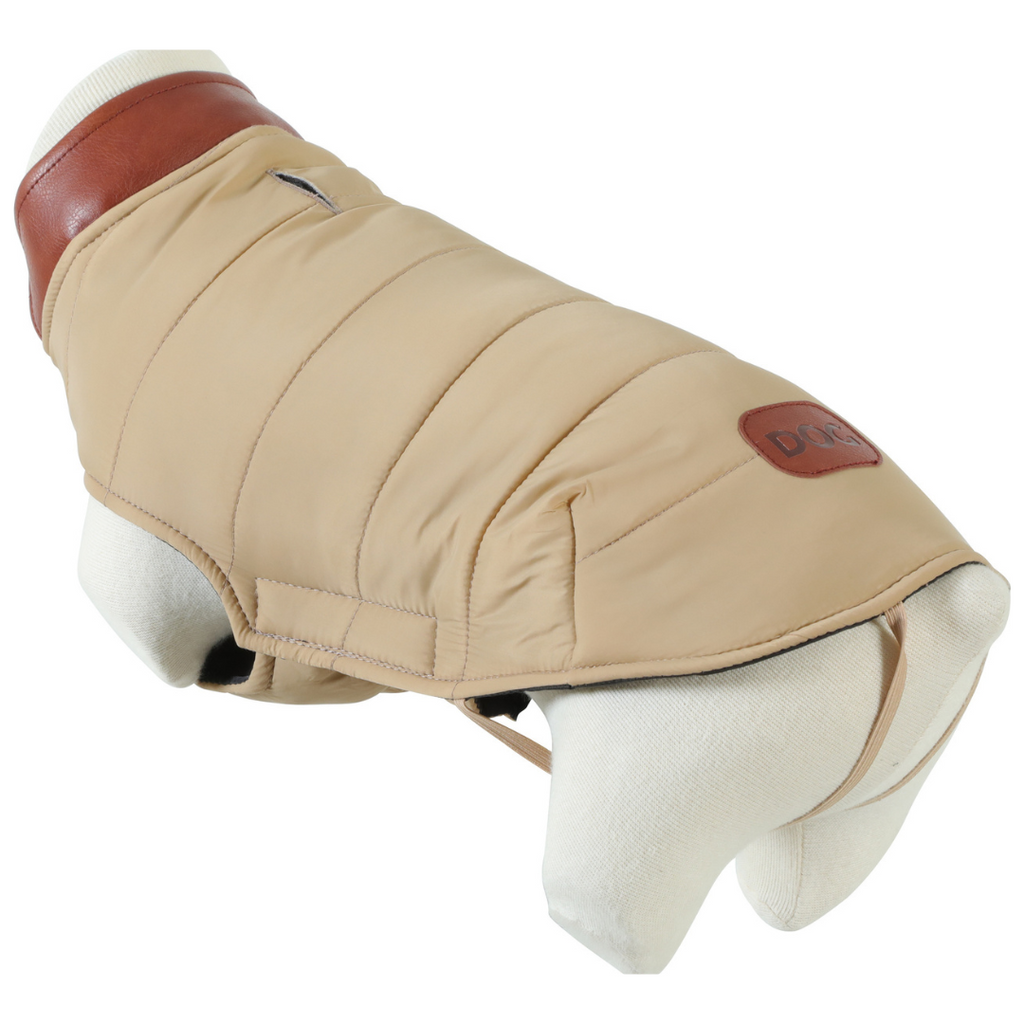 Doudoune London pour chien – 7 tailles – Beige, Kaki, Noir ou Rouge