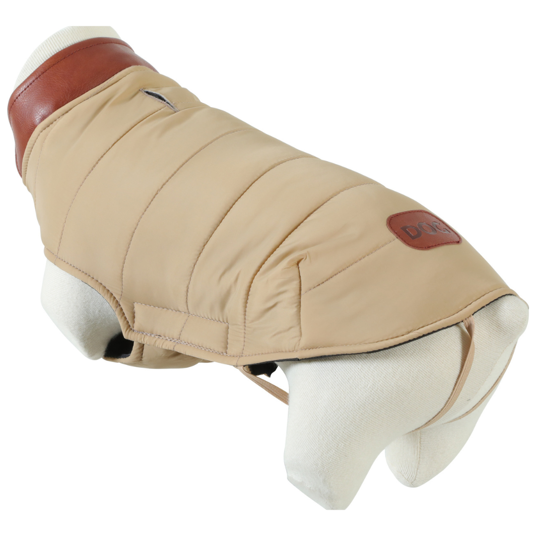 Doudoune London pour chien – 7 tailles – Beige, Kaki, Noir ou Rouge