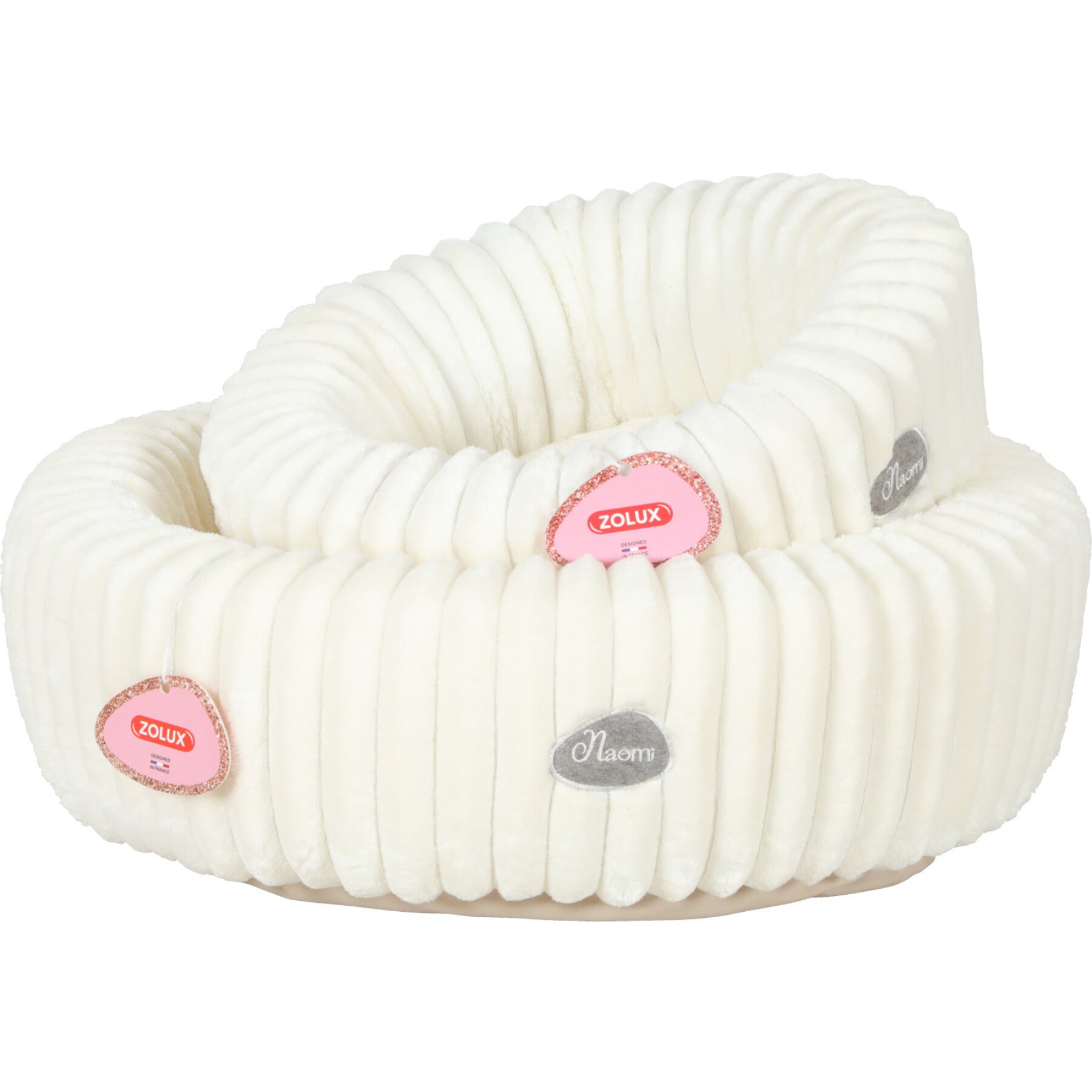 Panier matelassé Naomi – Couchage rond | Rose ou Blanc – 2 tailles
