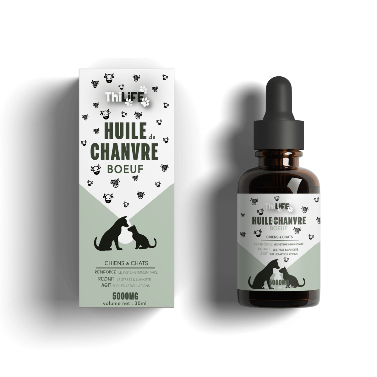 Huile de Chanvre saveur Bœuf – Santé et Équilibre pour chiens et chats (30 ml) - THILIFE