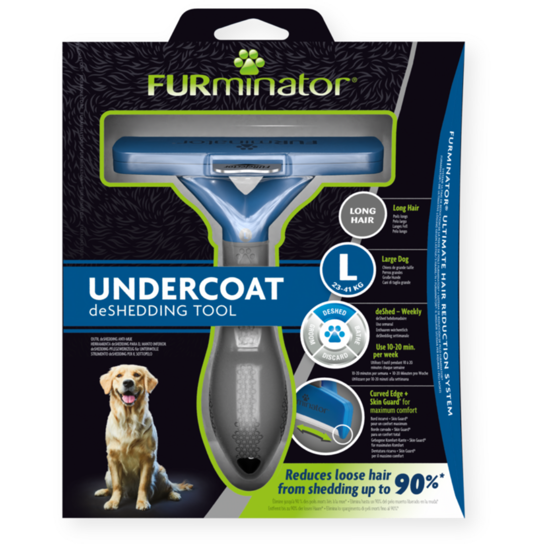 Emballage du FURminator L pour chiens de grande taille à poils longs, outil anti-mue réduisant la perte de poils