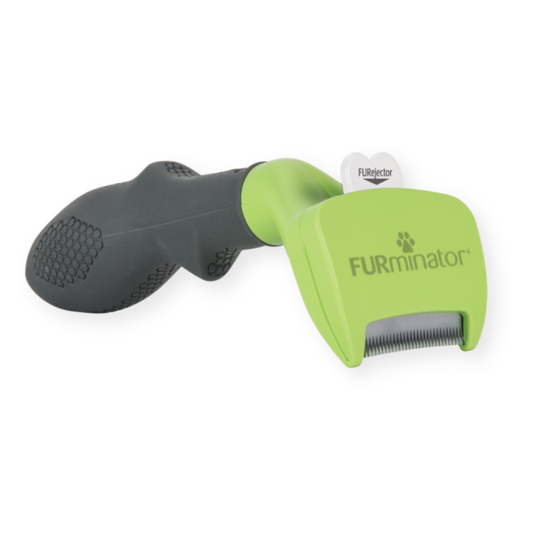 Outil FURminator S poils courts pour chiens de petite taille, vue de côté avec manche ergonomique et lame en acier inoxydable
