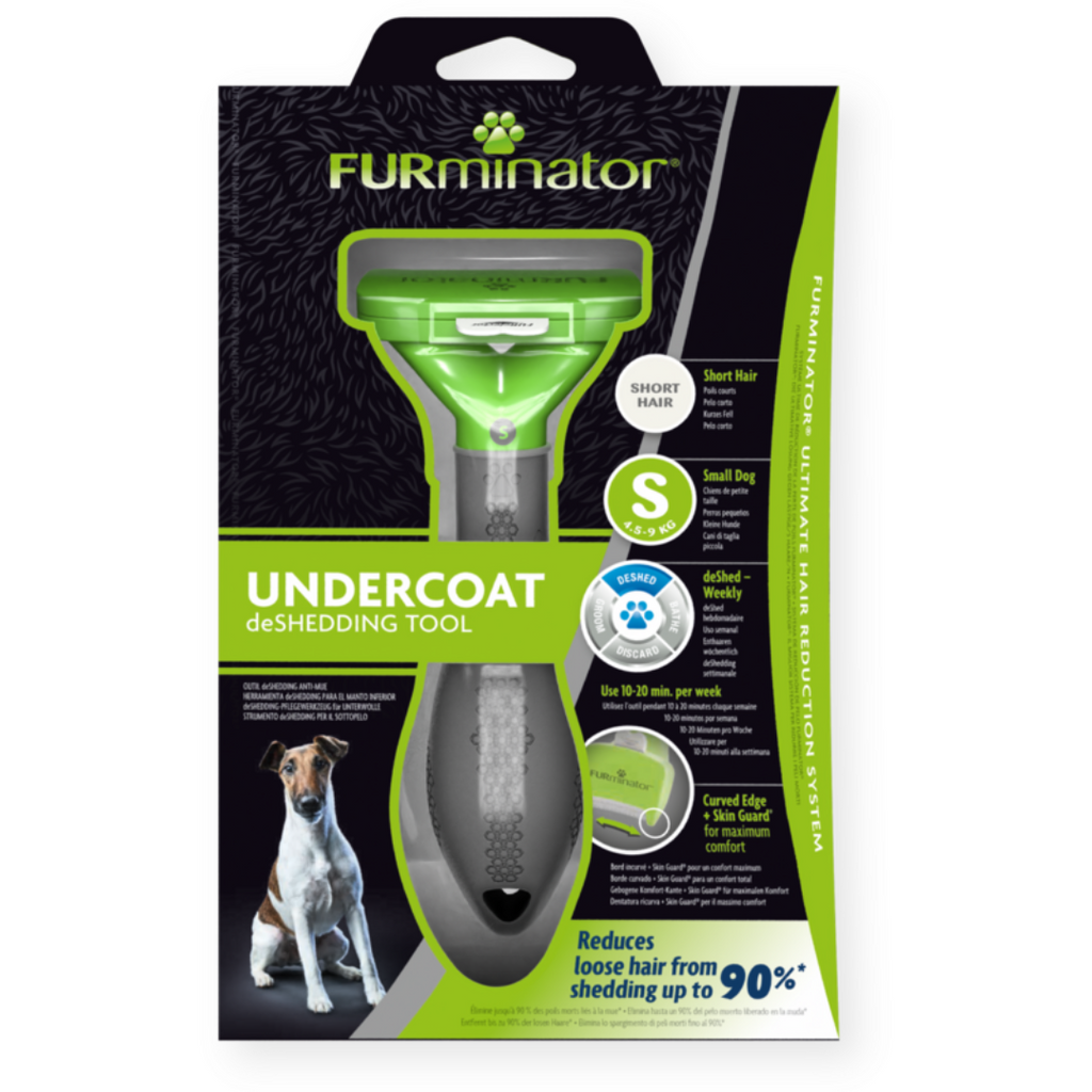 Emballage du FURminator S pour chiens de petite taille à poils courts, outil anti-mue réduisant la perte de poils