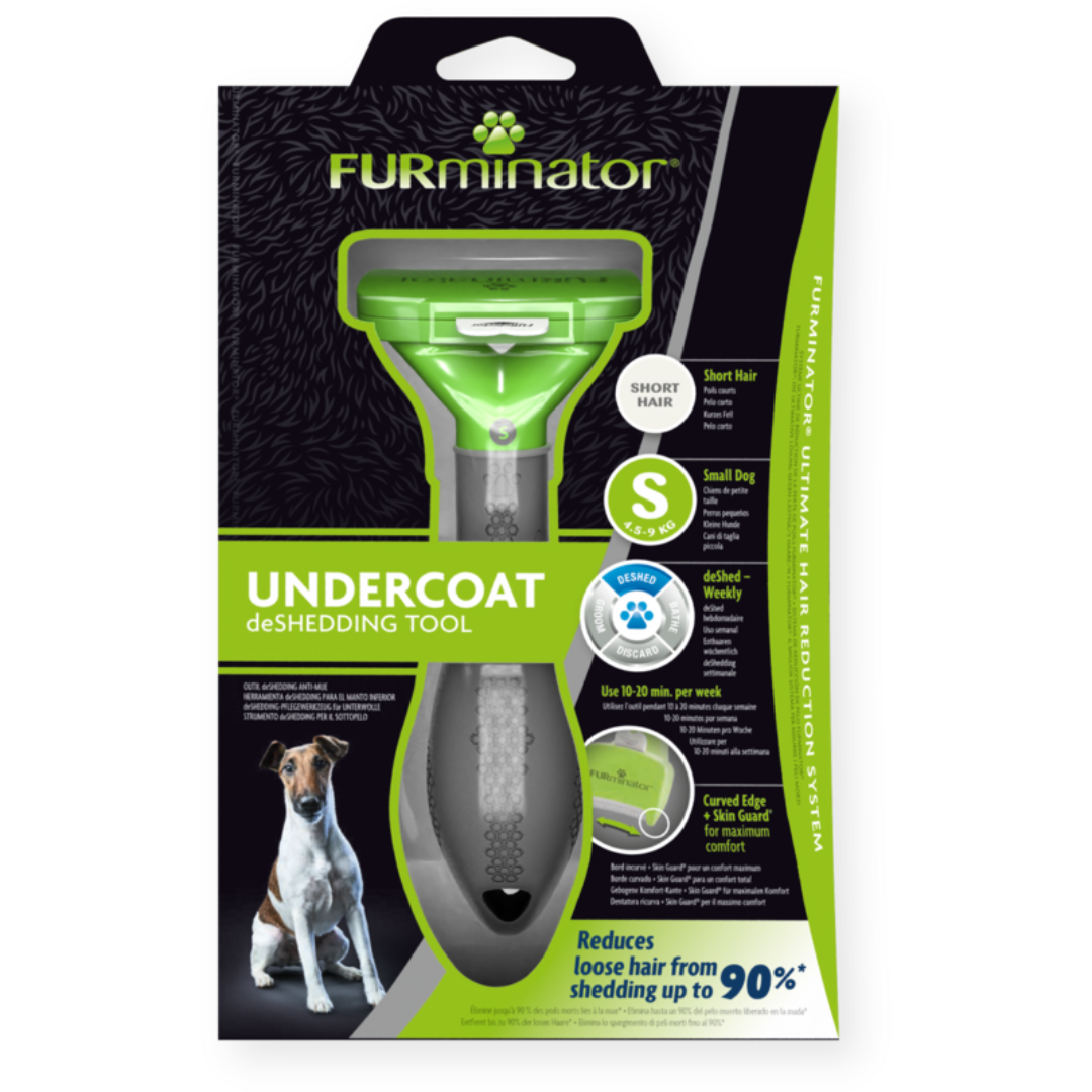 Emballage du FURminator S pour chiens de petite taille à poils courts, outil anti-mue réduisant la perte de poils