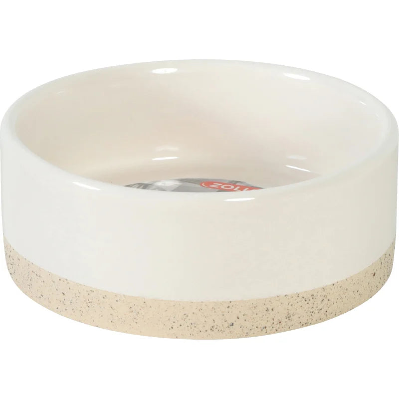 Gamelle Olaria en céramique grès, bol blanc et beige pour chien et chat, design épuré et résistant, 300ml