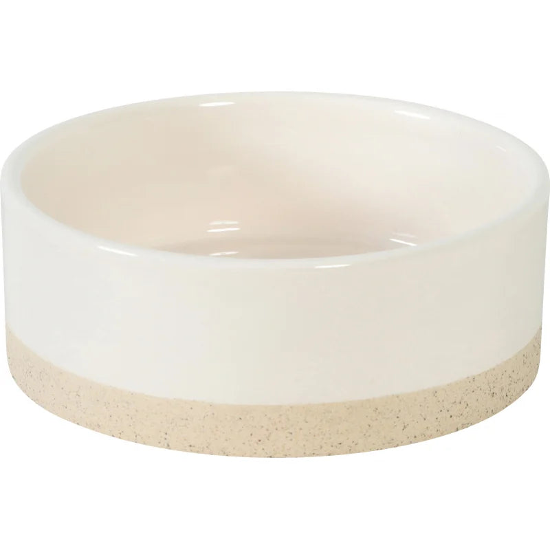Gamelle Olaria en céramique grès, bol blanc et beige pour chien et chat, design épuré et résistant, 450ml