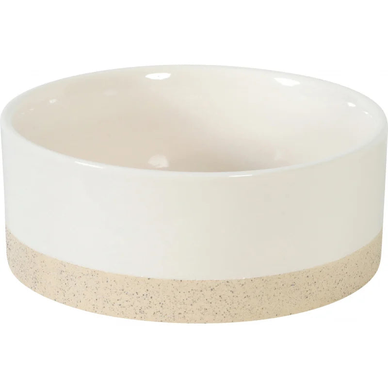 Gamelle Olaria en céramique grès, bol blanc et beige pour chien et chat, design épuré et résistant, 750ml