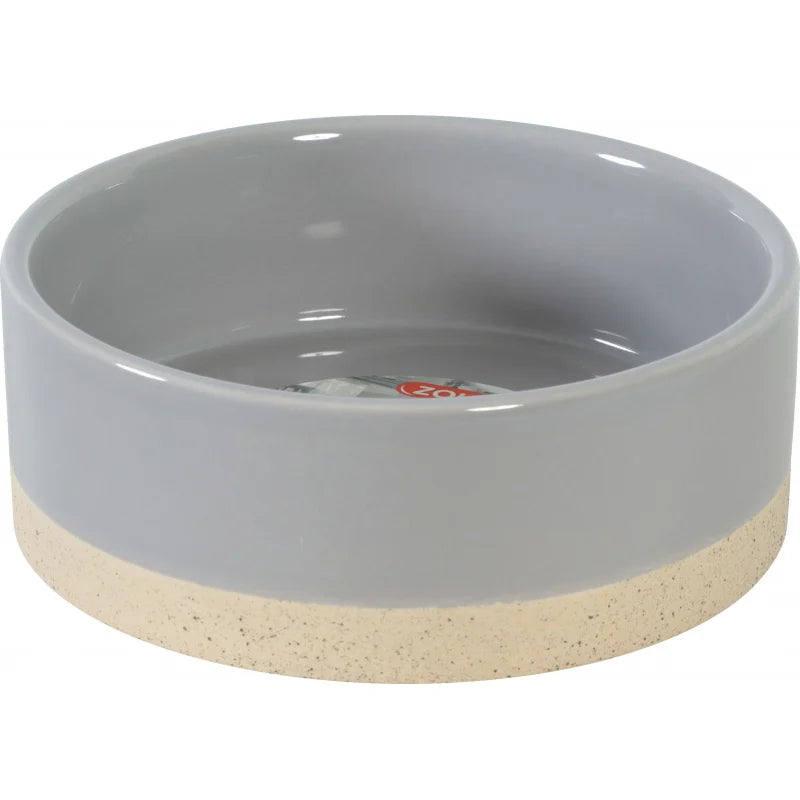 Gamelle Olaria en céramique grès, bol gris et beige pour chien et chat, design épuré et résistant, 450ml