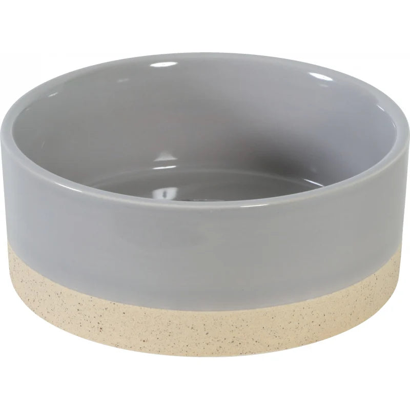 Gamelle Olaria en céramique grès, bol gris et beige pour chien et chat, design épuré et résistant, 750ml