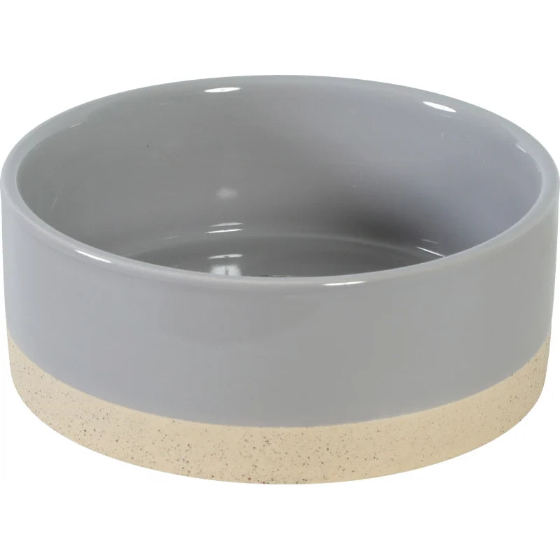 Gamelle Olaria en céramique grès, bol gris et beige pour chien et chat, design épuré et résistant, 1000ml
