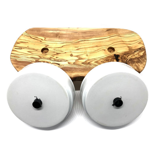 Station d’alimentation RUSTY PLUS – Bois d’olivier surélevé, 2 bols porcelaine 0,9 L
