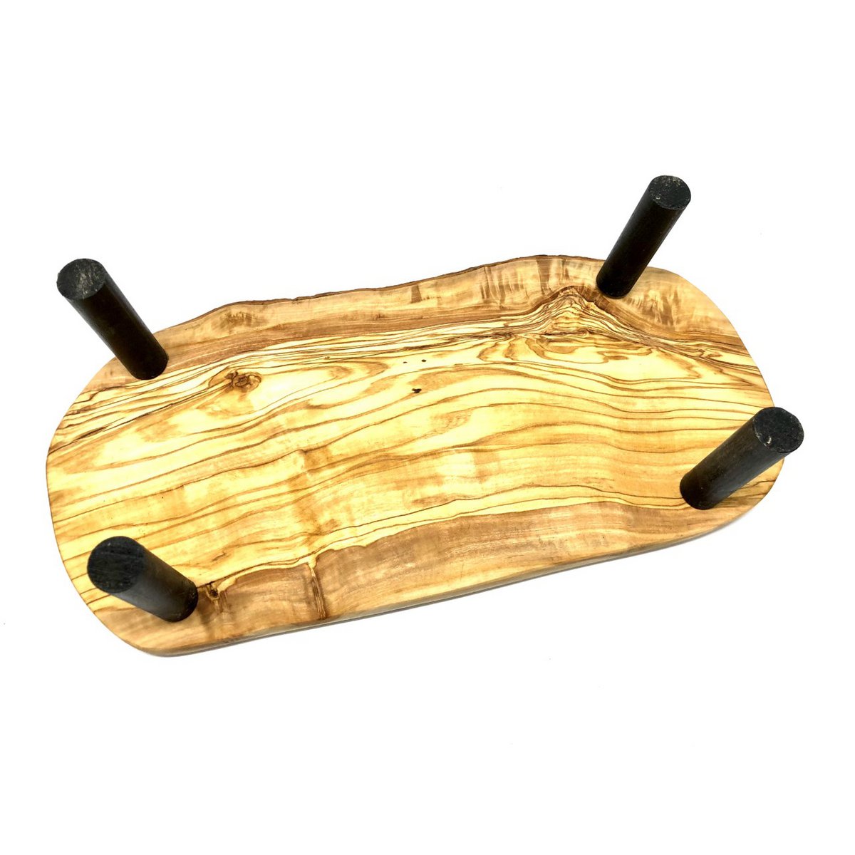 Station d’alimentation RUSTY PLUS – Bois d’olivier surélevé, 2 bols porcelaine 0,9 L