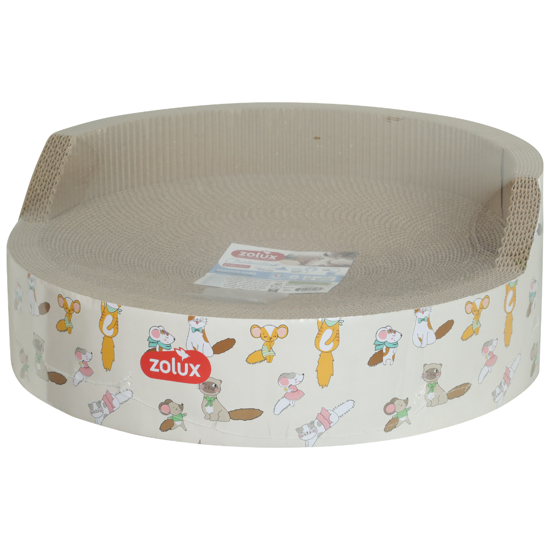 Griffoir rond Zolux 39 cm – surface large en carton avec motifs colorés