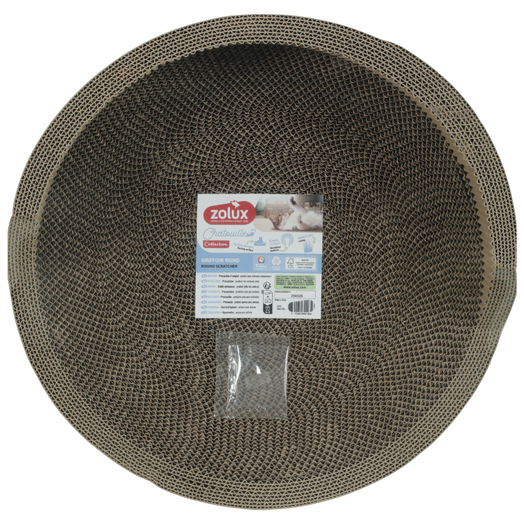 Griffoir rond Zolux en carton recyclé pour chat – vue de dessus