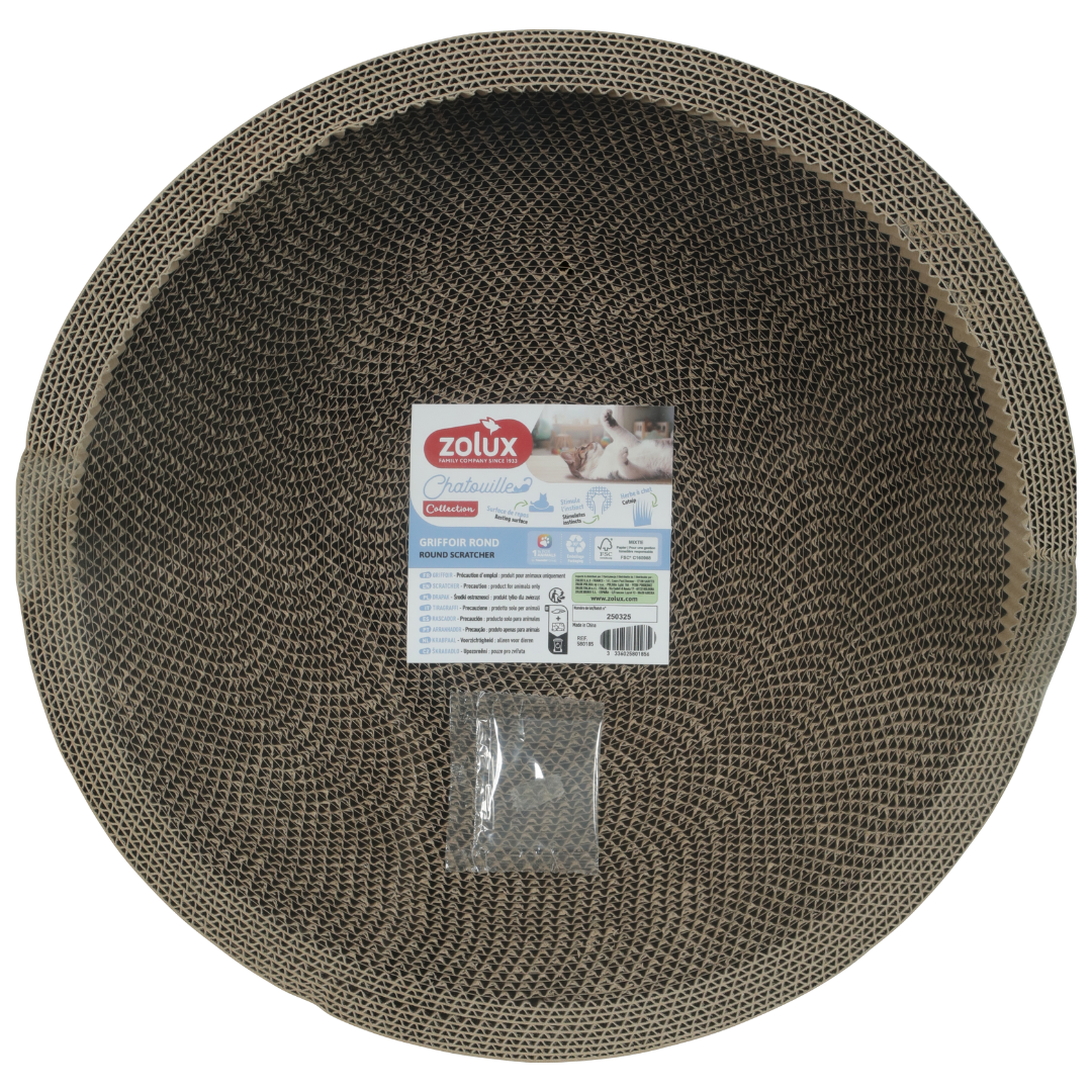 Griffoir rond Zolux en carton recyclé pour chat – vue de dessus