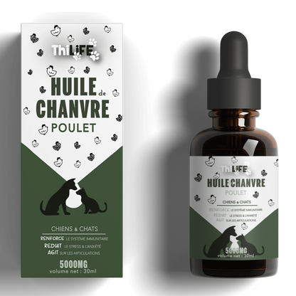 Huile de Chanvre saveur Poulet– Santé et Équilibre pour chiens et chats (30 ml) - THILIFE