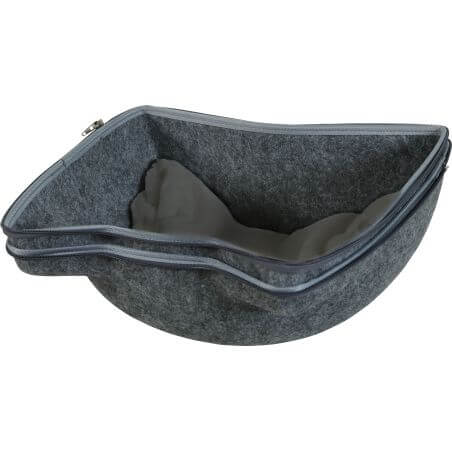 Dôme Moon anthracite ouvert en deux parties avec coussin gris amovible et lavable à l’intérieur