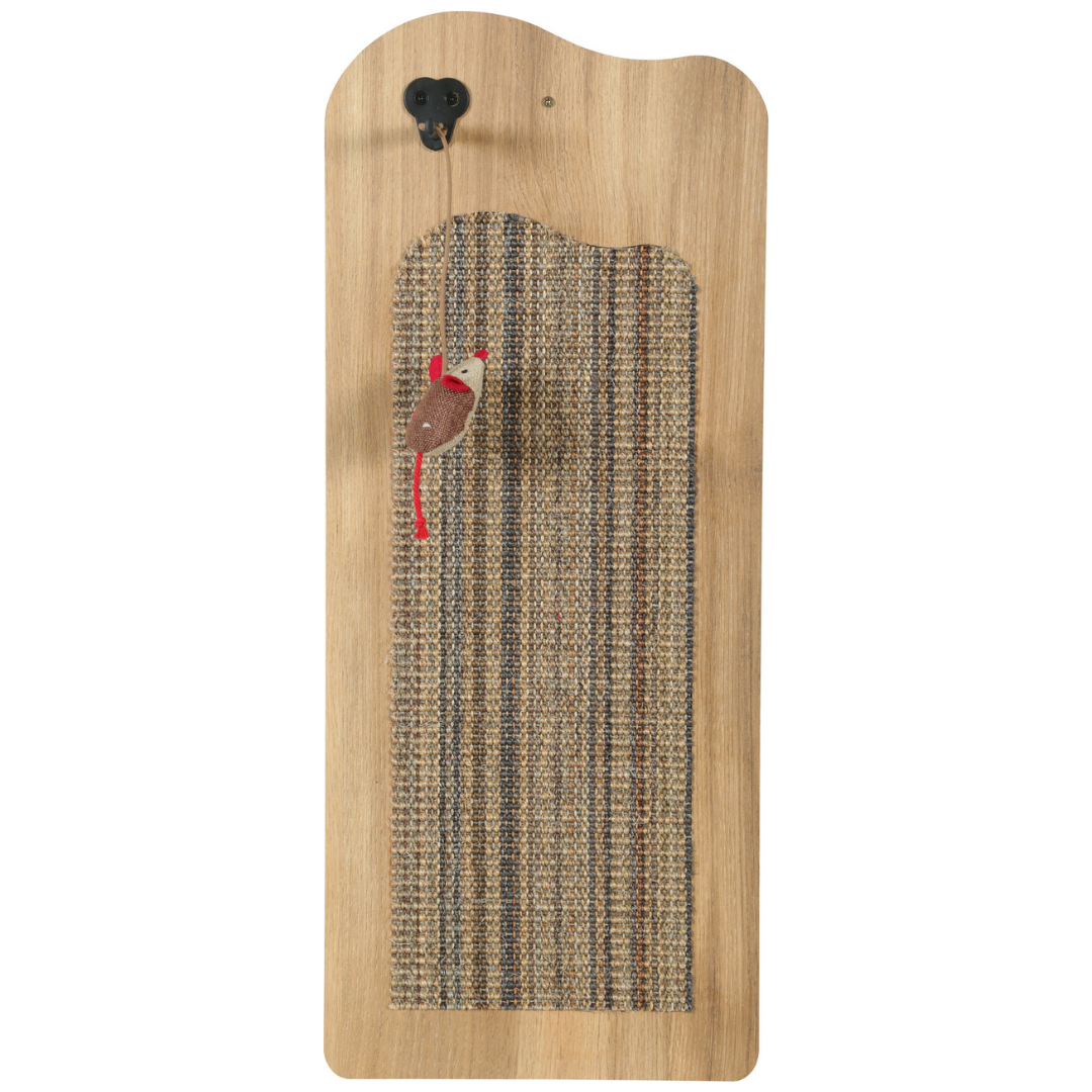 Griffoir mural Boréal Zolux coloris vert et sisal naturel avec jouet souris pour chat