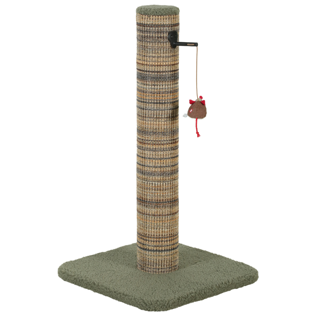 Poteau à griffer Zolux Boréal vert avec base moelleuse et jouet souris