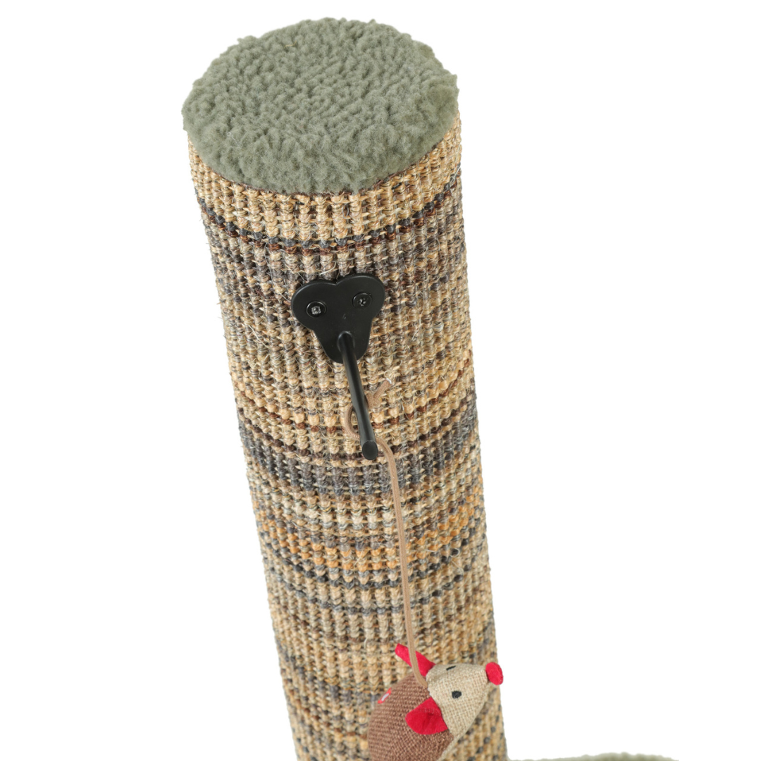 Détail du poteau à griffer Zolux Boréal vert, texture sisal et crochet